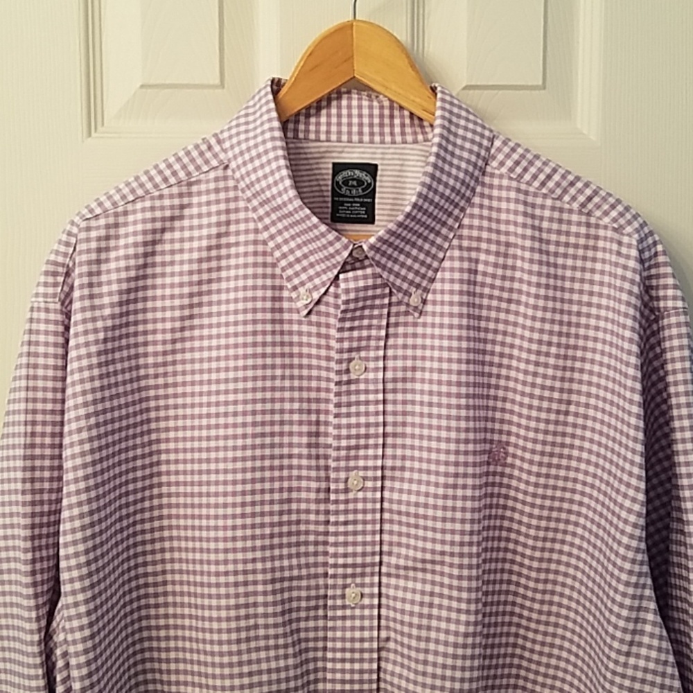 Brooks Brothers Button Down Shirt 2XL Purple Plaid